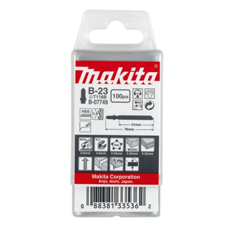 Pistosahanterä Makita T118B; 100 kpl.