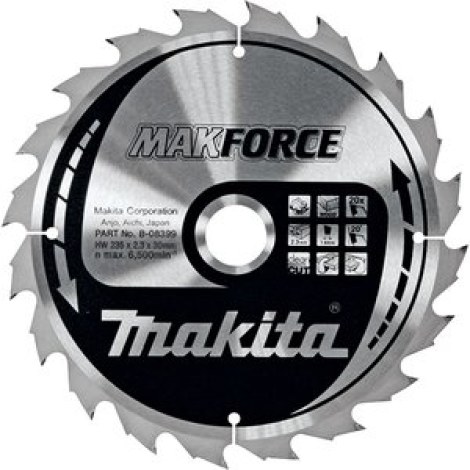 Katkaisuterä puulle Makita MakForce; 230x2,3x30 mm; Z24; 20°
