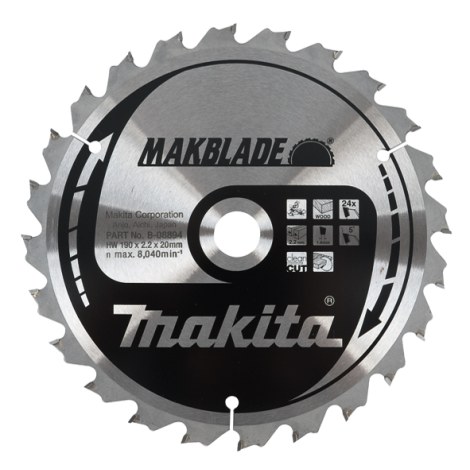Katkaisuterä puulle Makita; 190x2,2x20,0 mm; Z24; 5°