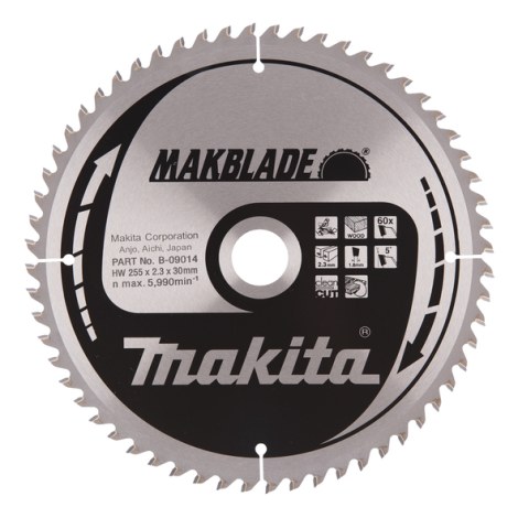 Katkaisuterä puulle Makita MAKBLADE; 255x2,3x30,0 mm; Z60; 5°