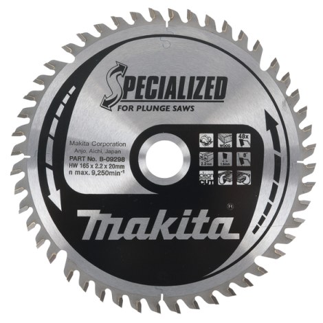 Katkaisuterä puulle Makita B-09298-5; 165x2,2x20 mm; Z48; 8°; 5 kpl.