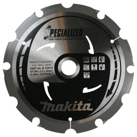 Pyörösahanterä kuitusementille Makita; 260x2,5x30,0 mm; Z6; 8°