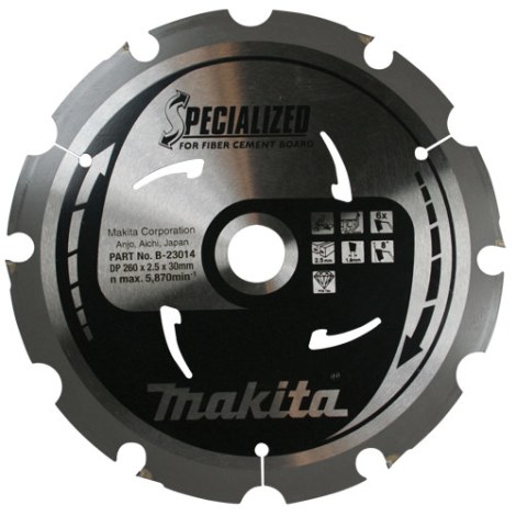 Pyörösahanterä kuitusementille Makita; 305x2,5x30,0 mm; Z8; 8°