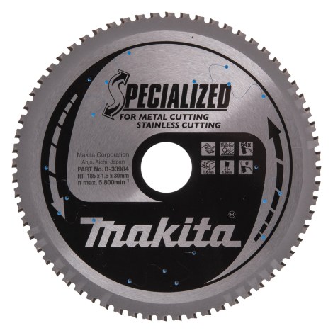 Katkaisulaikka Makita B-33984; 185x30 mm; Z64; 0°