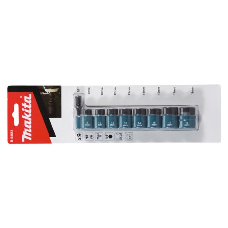 Minikoon mac-tarvikesarjat Makita B-54651; 3/8''; 9 kpl.