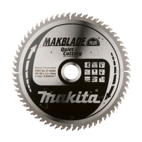 Katkaisuterä puulle Makita; 165x1,9x20,0 mm; Z64; 10°