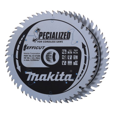 Katkaisulaikka Makita B-57336-2; 165x1,45x20 mm; Z56; 23°; 2 kpl.