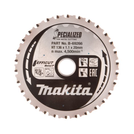 Katkaisulaikka metalli Makita Efficut Metal; 136x1,1x20 mm; Z30; 0°
