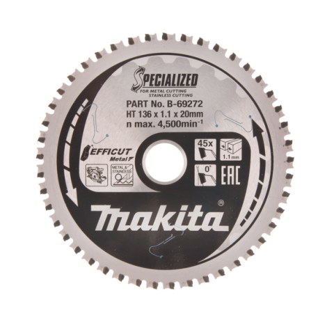 Katkaisulaikka metalli Makita Efficut; 136x20x1,1 mm; Z45