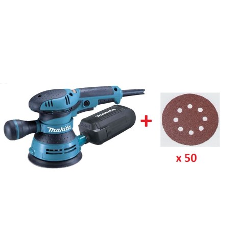 Epäkeskohiomakone Makita BO5041+ 50 kpl. hiomapaperit