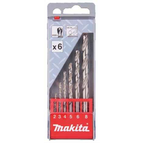 Metalliporanteräsarja Makita HSS-G; 2-8 mm; 6 kpl.