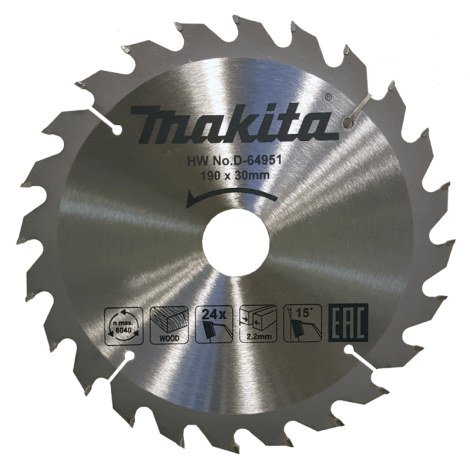 Katkaisuterä puulle Makita; 190x2,2x30,0 mm; Z24; 15°