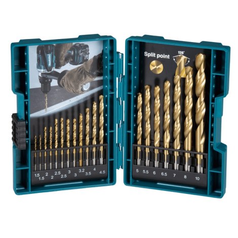 Metalliporanteräsarja Makita HSS-TIN; D-72229-10; 19 kpl.