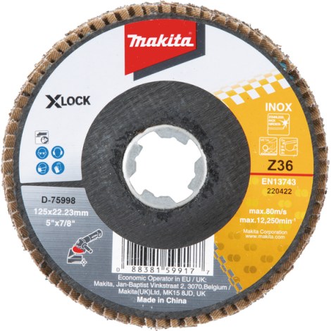 Lamellihiomalaikka  Makita D-75998; X-lock; 125 mm; K36