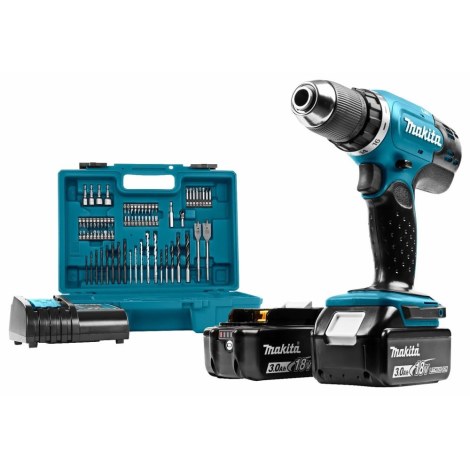 Pora/ruuvinväännin Makita DDF453SFX1; 18 V; 2x3,0 Ah akku