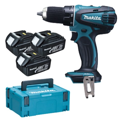 Pora/ruuvinväännin Makita DDF456RF3J; 18 V; 3x3,0 Ah akku