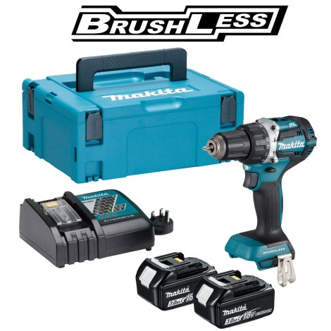 Pora/ruuvinväännin Makita DDF484RFJ; 18 V; 2x3,0 Ah akku