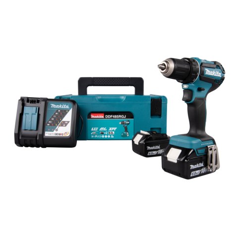 Akkukäyttöinen ruuvinväännin Makita DDF485RGJ; 18 V, 2x6,0 Ah akku