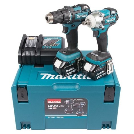 Työkalusarja Makita DLX2119MJ (DDF480 + DTW281); 18 V; 2X4,0 Ah akku