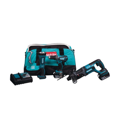 Työkalusarja Makita DLX3008M (DHP456 + DHR241 + DML185); 18 V; 2x4,0 Ah akku