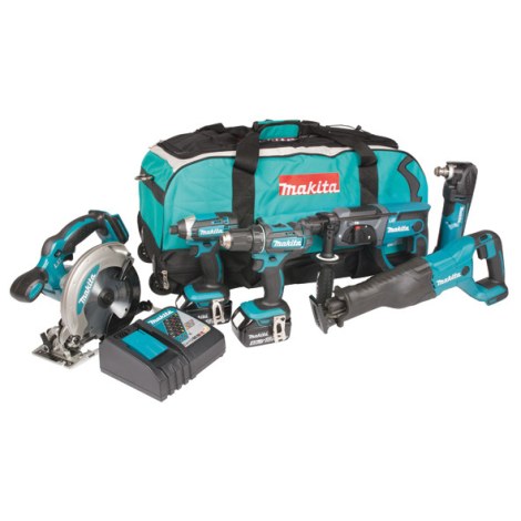 Työkalusarja Makita DLX6038T (DDF482 + DTD152 + DHR202 + DSS610 + DJR186 + DTM51); 18 V; 3x5,0 Ah akku