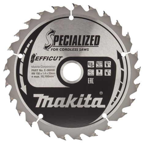 Katkaisuterä puulle Makita; 150x20x1,4 mm; T25; 23°