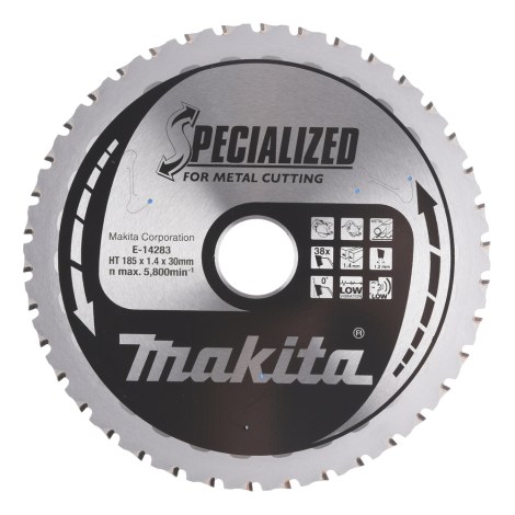 Katkaisulaikka metalli Makita E-14283; 185x30 mm; Z38; 0°