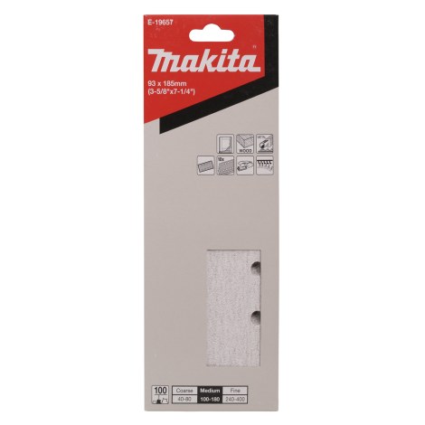 Hiomapaperi tasohiomakoneeseen Makita E-19657; 93x185 mm; P100; 10 kpl.