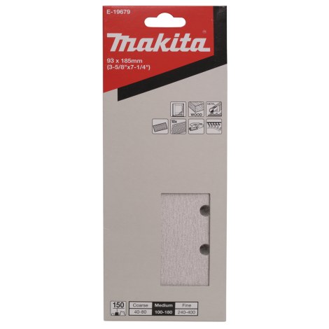 Hiomapaperi tasohiomakoneeseen Makita E-19679; 93x185 mm; P150; 10 kpl.