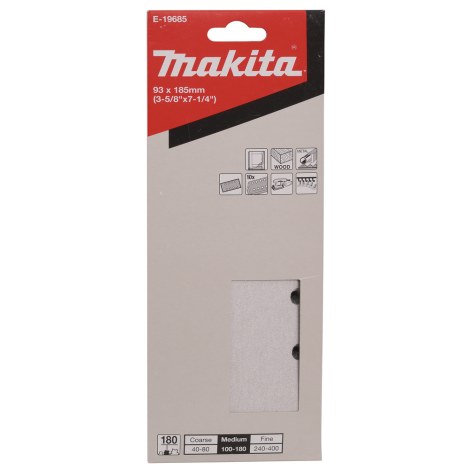 Hiomapaperi tasohiomakoneeseen Makita E-19685; 93x185 mm; P180; 10 kpl.