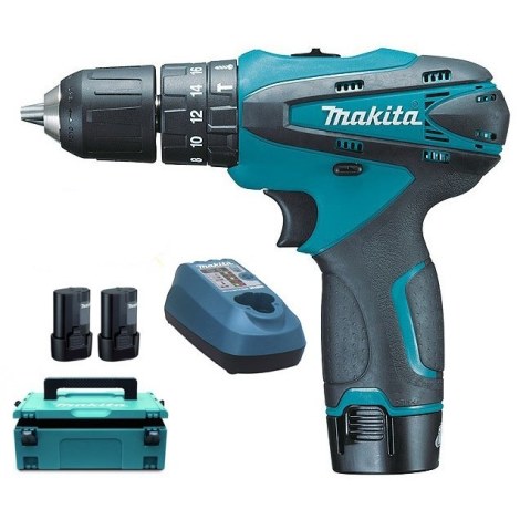 Iskupora / ruuvinväännin Makita HP330DWJ; 10,8 V; 2x1,3 Ah akku