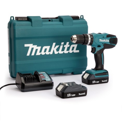 Iskupora / ruuvinväännin Makita HP457DWE; 18 V; 2x1,1 Ah Akku (G-sarja)