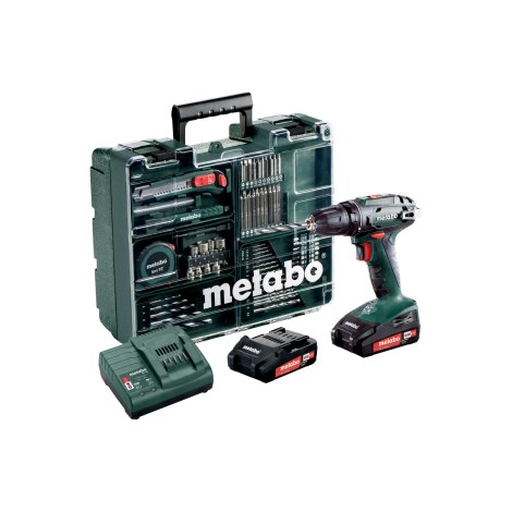Pora/ruuvinväännin BS 18 Li Set Mobile; 18 V; 2x2,0 Ah akku + tarviketta