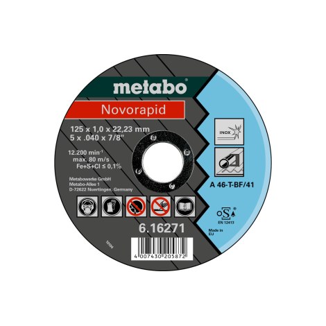 Hiova katkaisulaikka Metabo NOVORAPID; 125x1 mm; metalille