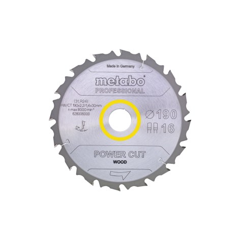 Katkaisuterä puulle Metabo POWER CUT WOOD; 190x30 mm; Z16; 12°
