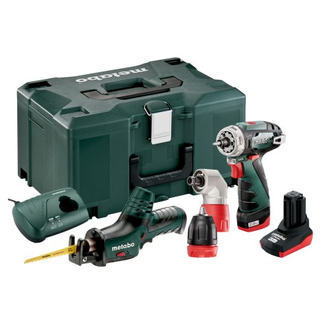Työkalusarja Metabo Combo (PowerMaxx BS Quick Basic + PowerMaxx ASE); 10,8 V; 1x2,0 Ah, 1x4,0 Ah akku