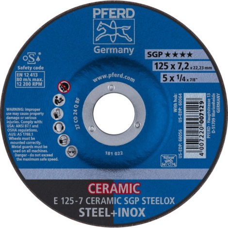 Hiomalaikka Pferd SGP Ceramic Steelox; 125x7,2 mm