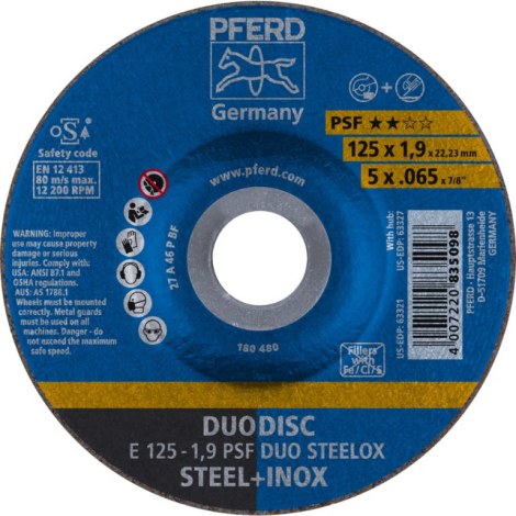Hiova katkaisulaikka Pferd PSF DUO Steelox; 125x1,9x22,23 mm