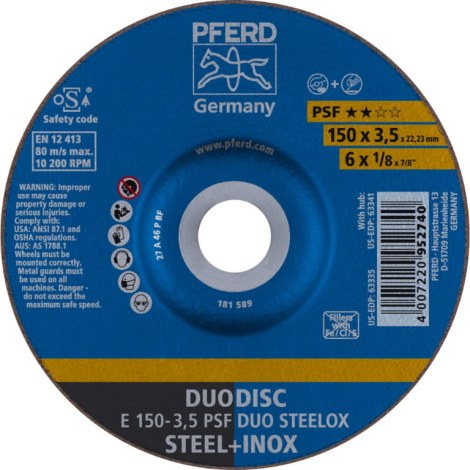 Hiova katkaisulaikka Pferd PSF DUO Steelox; 150x3,5x22,23 mm