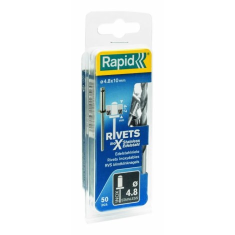 Niitit Rapid 5000380; 4,0x12 mm; 50 kpl; ruostumattomalle teräkselle