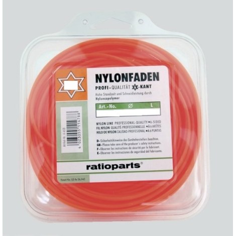 Leikkuulanka Nylon line (1,6 mm/15 m) punainen, kuusikulmio