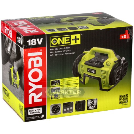Akkukäyttöinen ilmapumppu Ryobi R18I-0; 18 V (ilman akkua ja laturia)