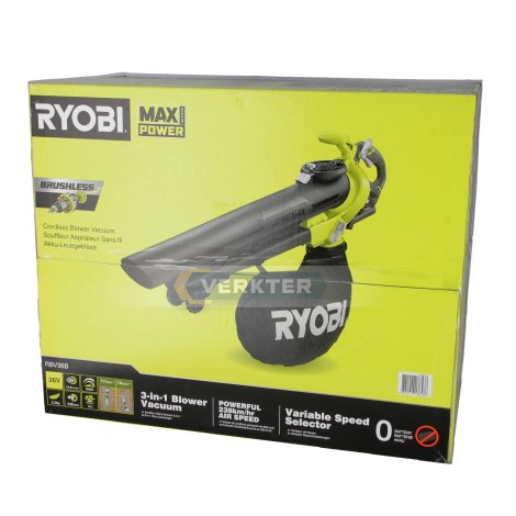 Akkulehti-imuri/puhallin Ryobi RBV36B; 36 V (ilman akkua ja laturia)