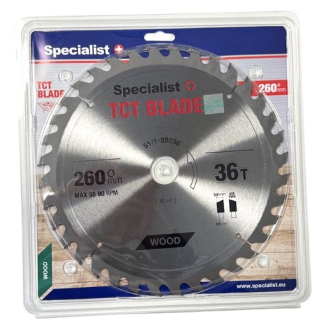 Katkaisuterä puulle Specialist+ Wood; 260x30 mm; Z36
