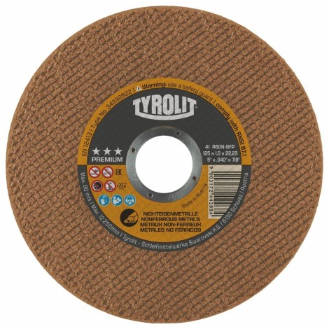 Pöyrösahantetä alumiinille Tyrolit 34332824; 41F; 125x1,6x22,23 mm; A46N-BFP