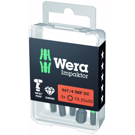 Kärkisarja iskevälle ruuvinvääntimelle Wera WE05057665001; Impaktor; 1/4''; Torx; TX25; 50 mm; 5 kpl.