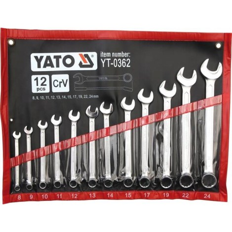 Hylsyavainsarja  Yato YT-0362; 8-24 mm; 12 kpl.