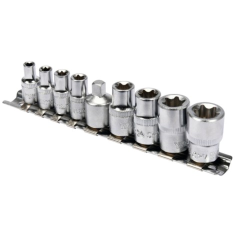 Hylsysarja  Yato YT-0520; 1/4'' + 3/8''; 9 kpl. Hylsysarja  Yato YT-0520; 1/4'' + 3/8''; 9 kpl.