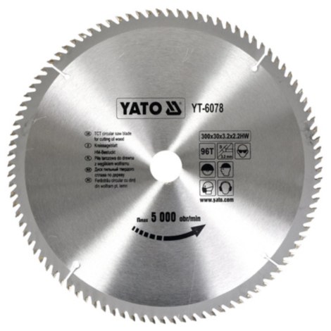 Katkaisuterä puulle Yato YT-6078; 300x30 mm; Z96