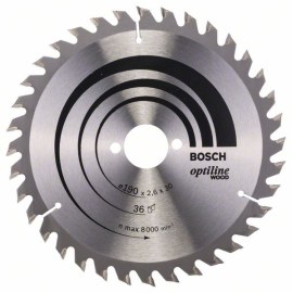 Katkaisuterä puulle Bosch OPTILINE WOOD; 190x2,6x30,0 mm; Z36; 15°